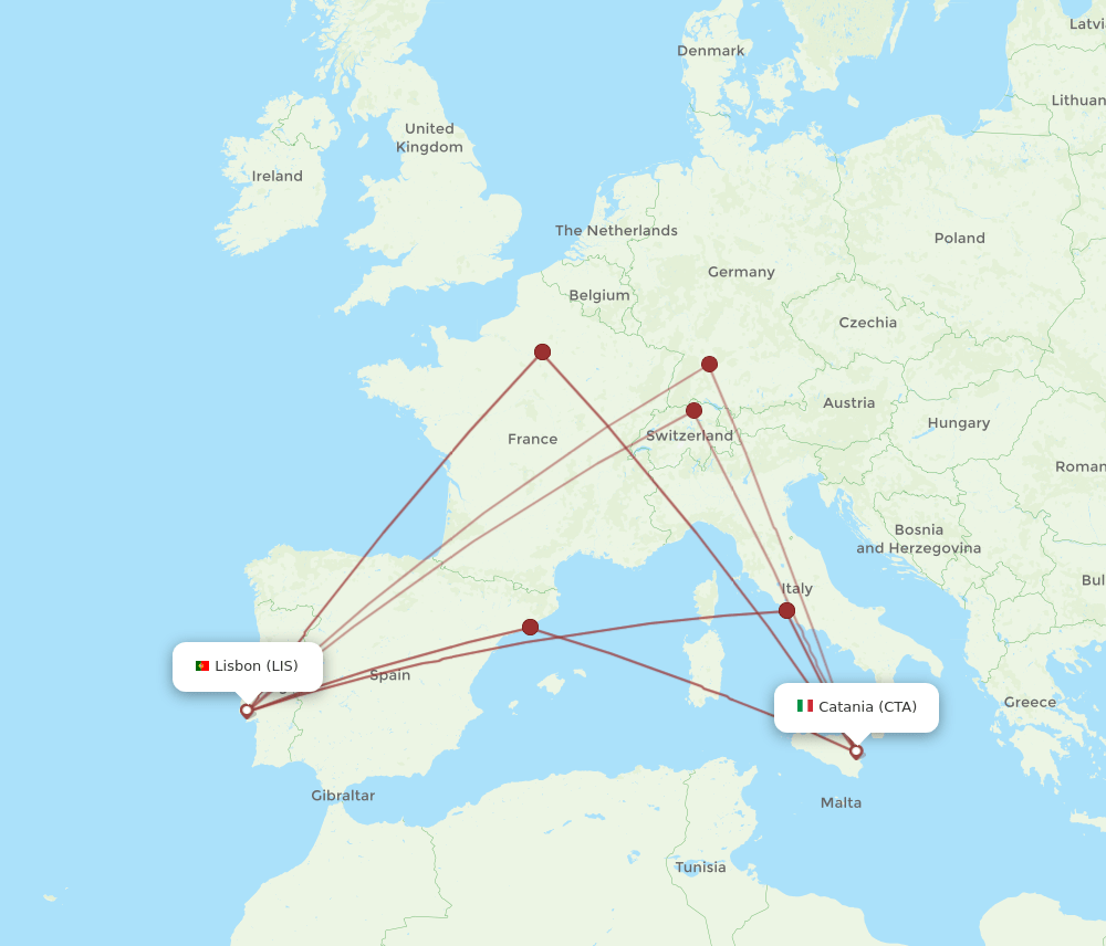 LIS-CTA flight routes