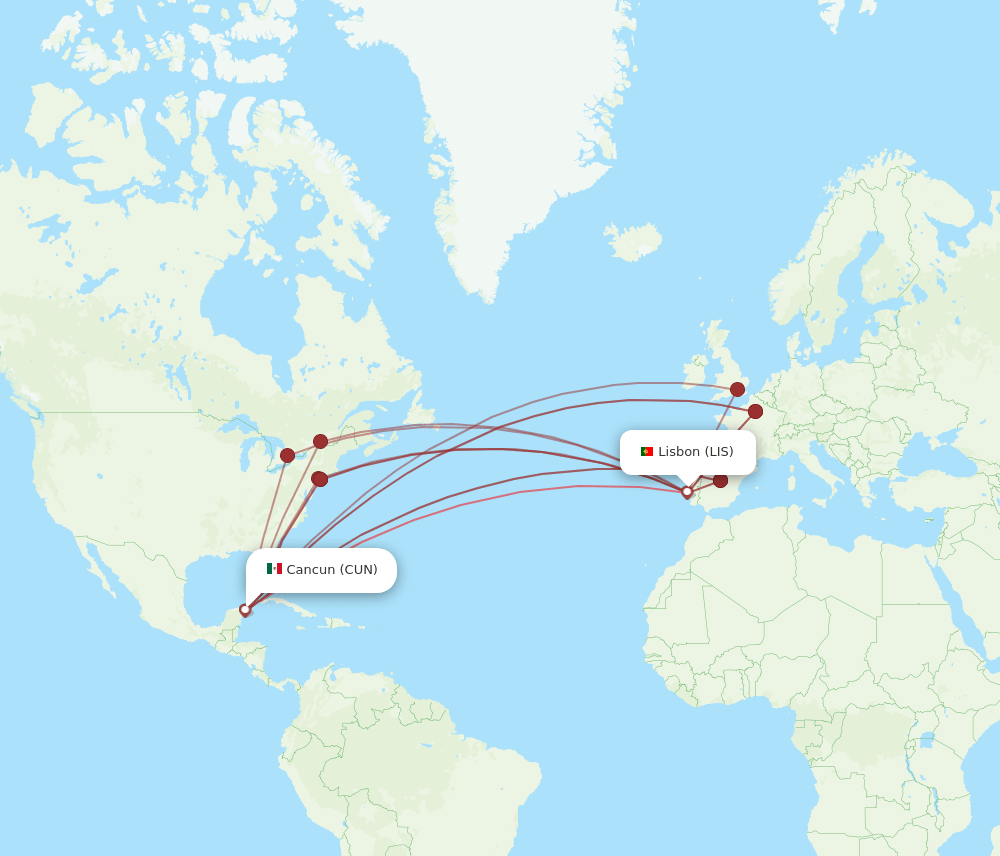 LIS-CUN flight routes
