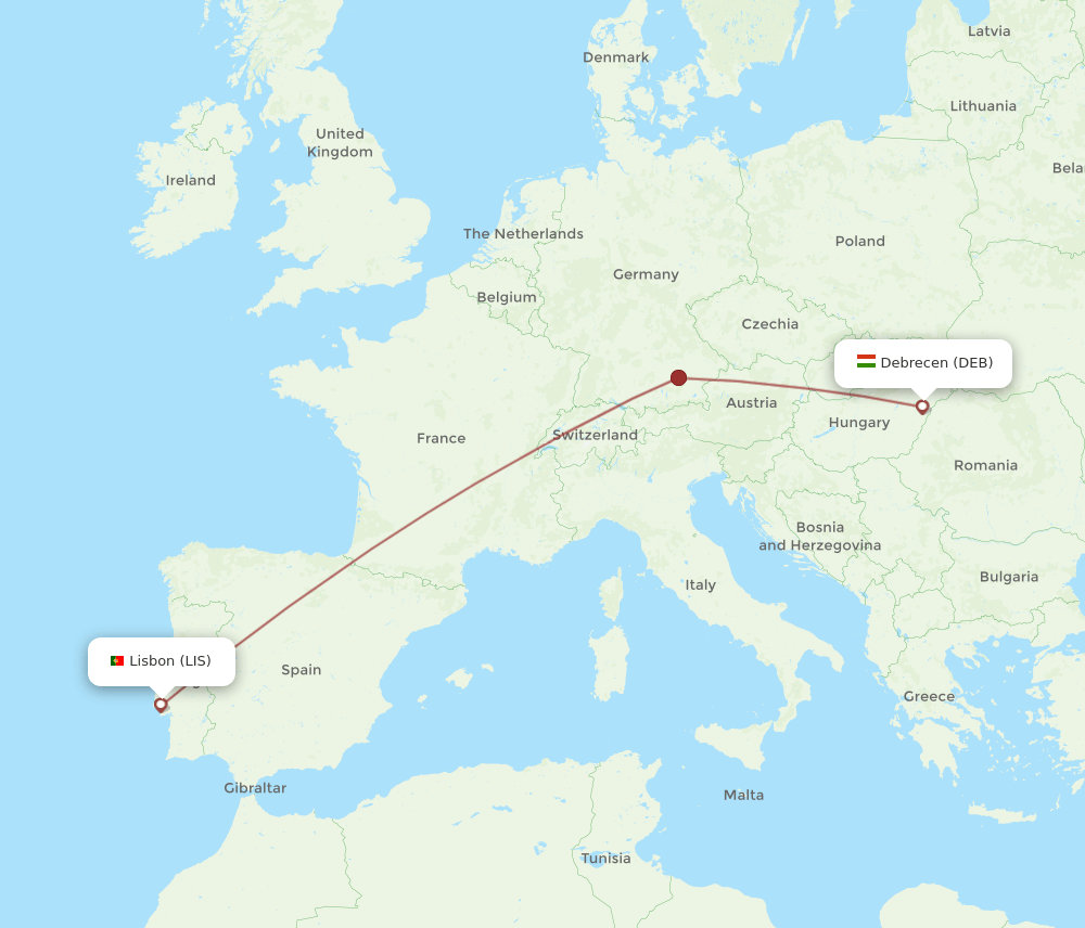 LIS-DEB flight routes