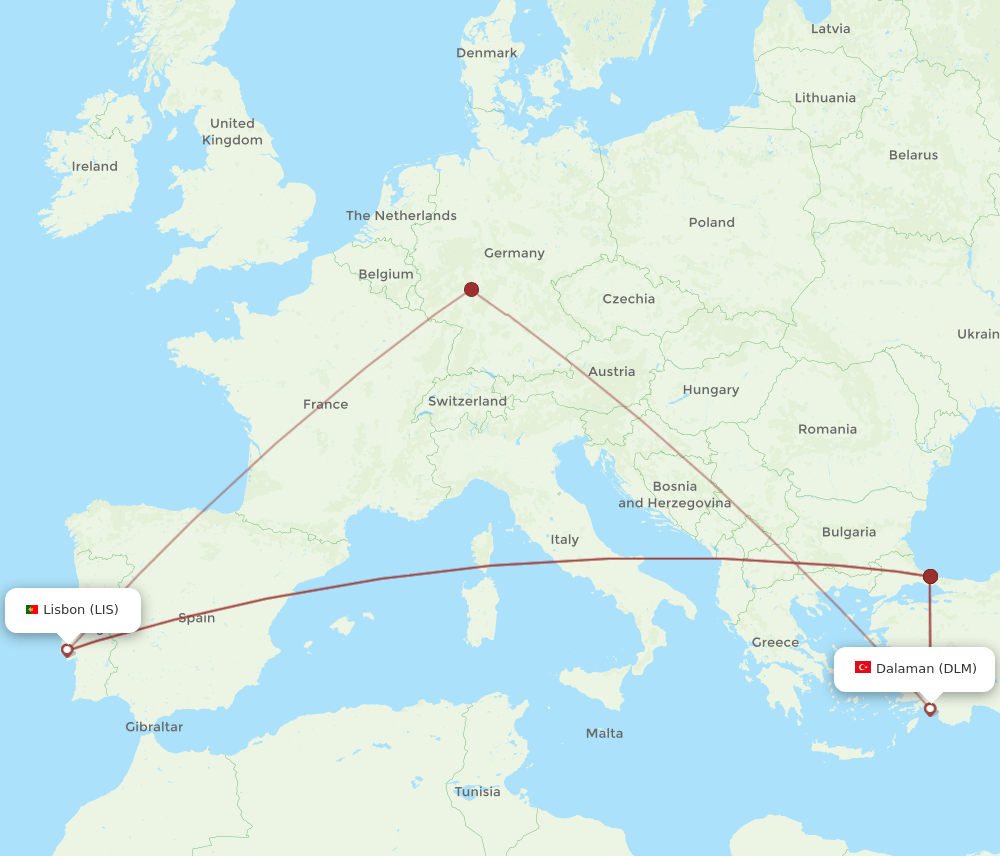 LIS-DLM flight routes