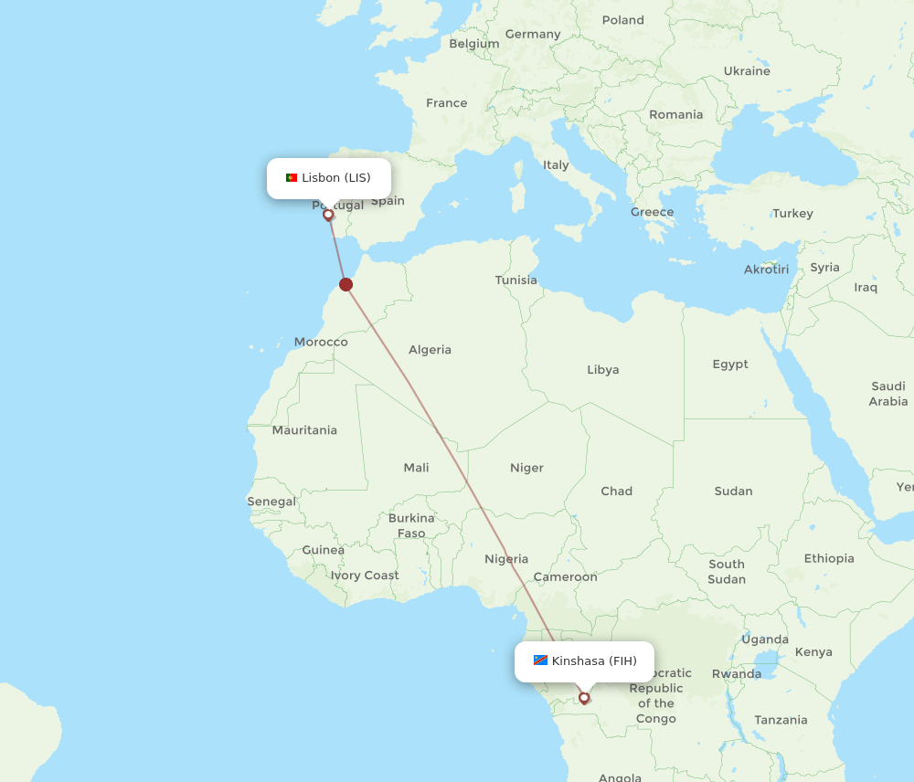 LIS-FIH flight routes