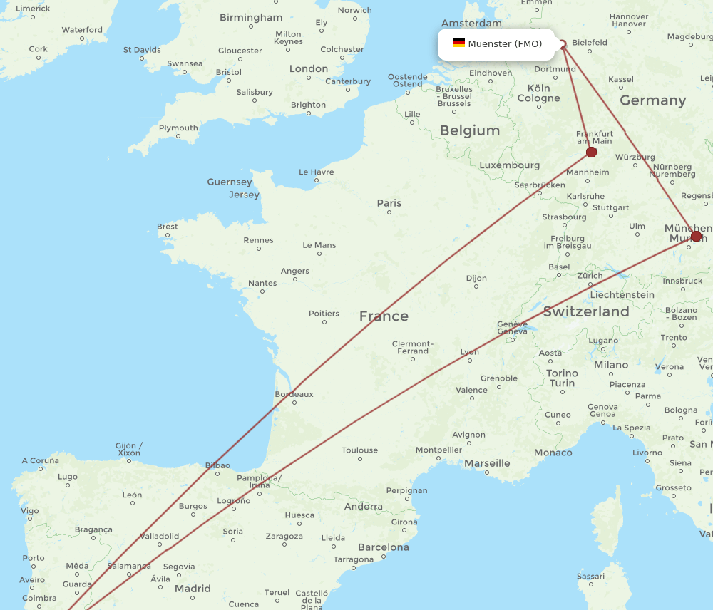 LIS to FMO flights and routes map