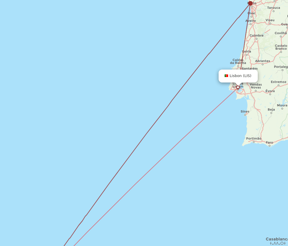 LIS to FNC flights and routes map