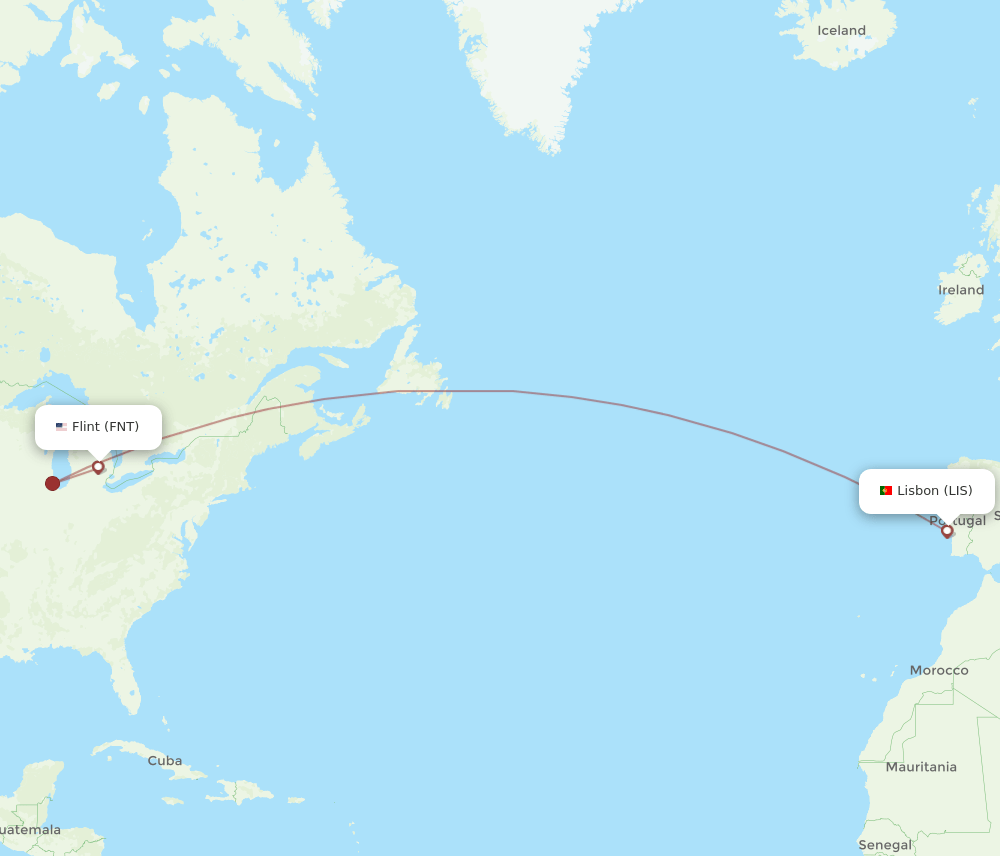 LIS-FNT flight routes