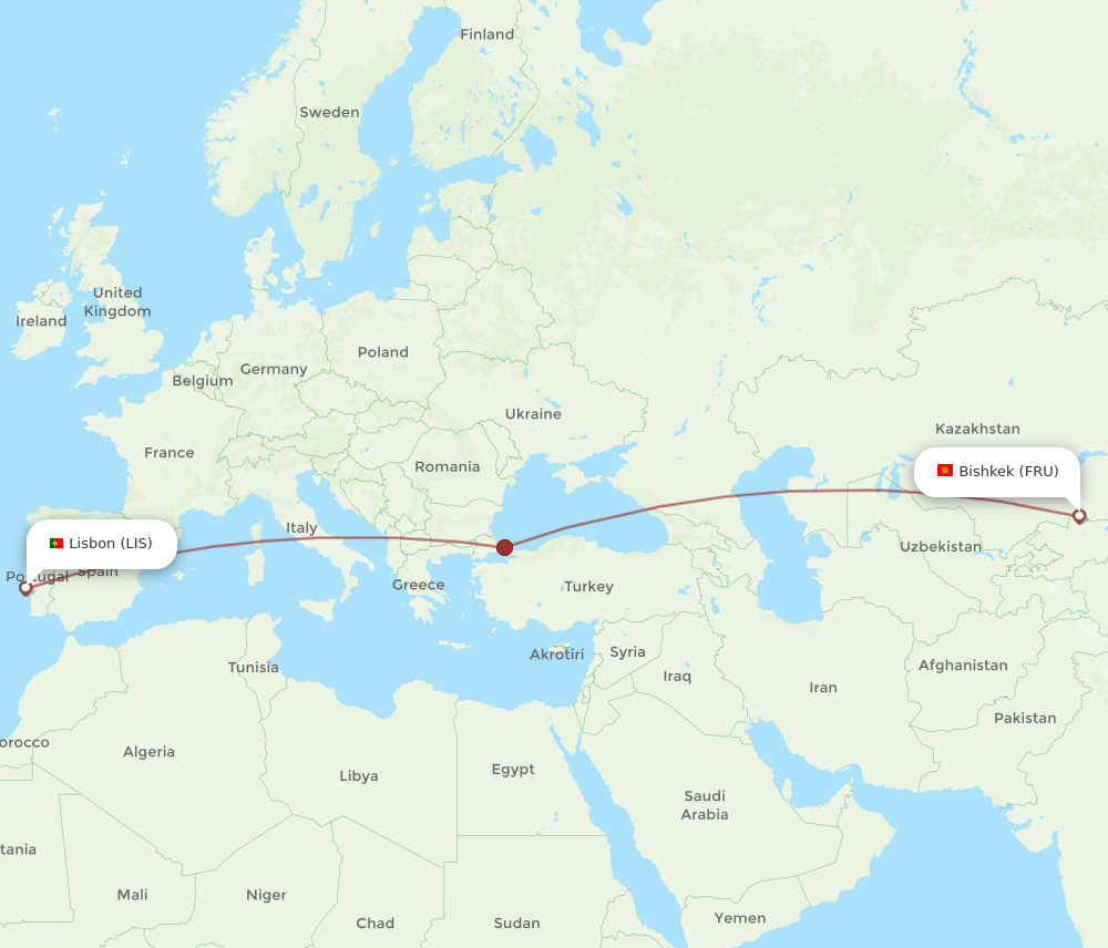 LIS to FRU flights and routes map