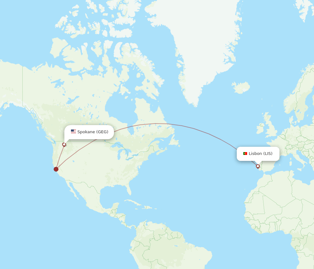 LIS-GEG flight routes