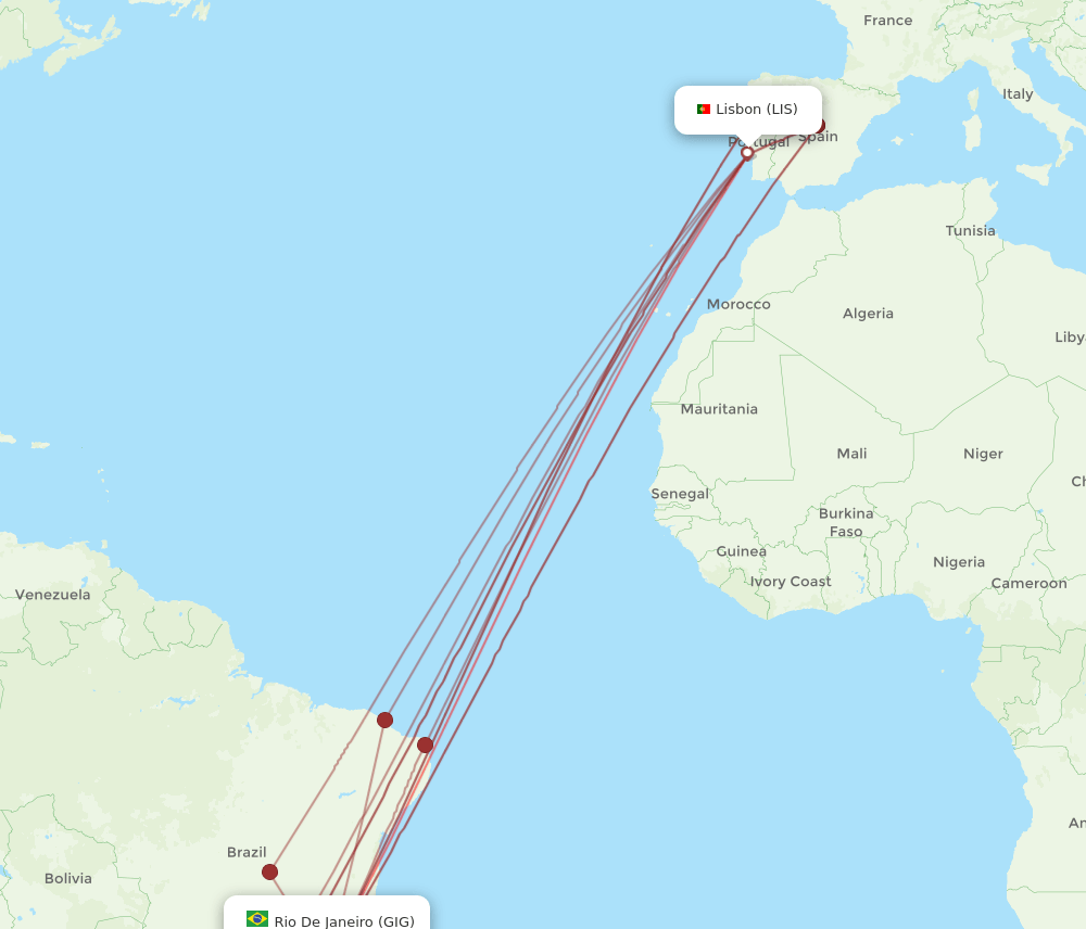 LIS-GIG flight routes