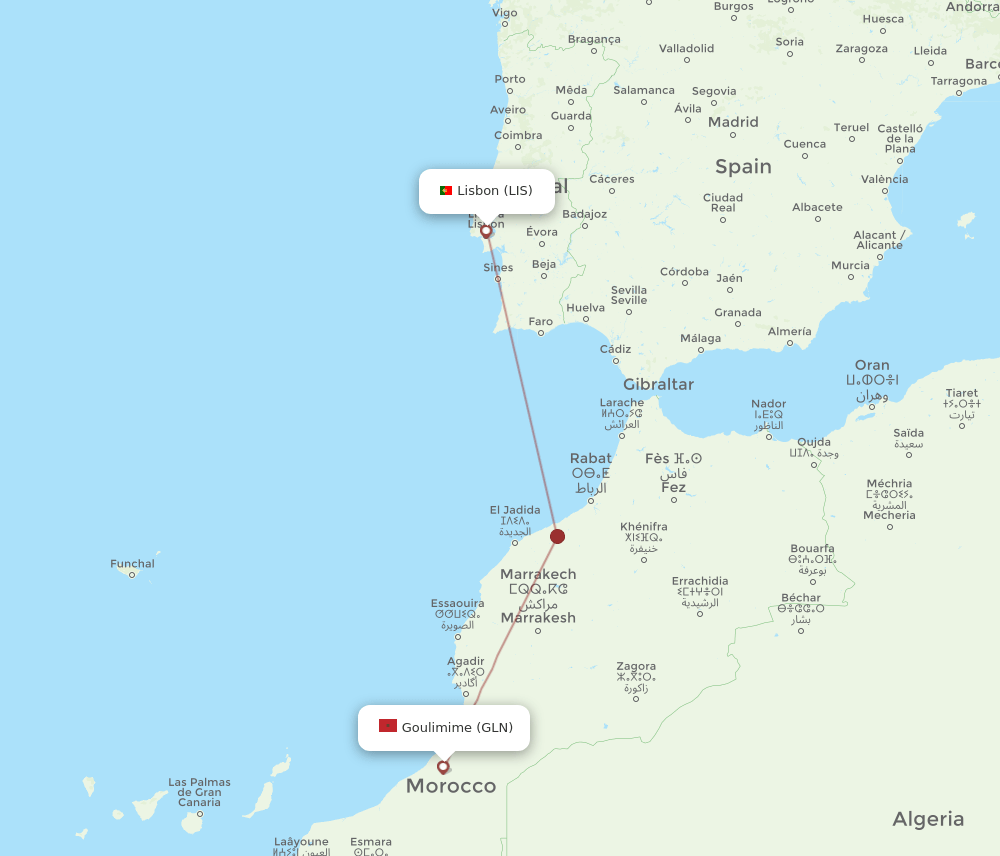 LIS-GLN flight routes