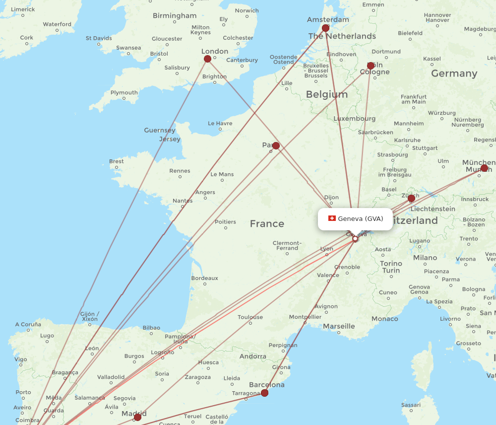 LIS to GVA flights and routes map