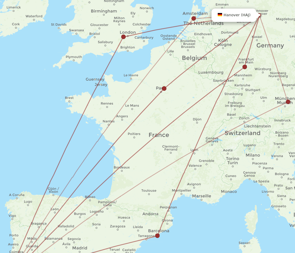 LIS to HAJ flights and routes map