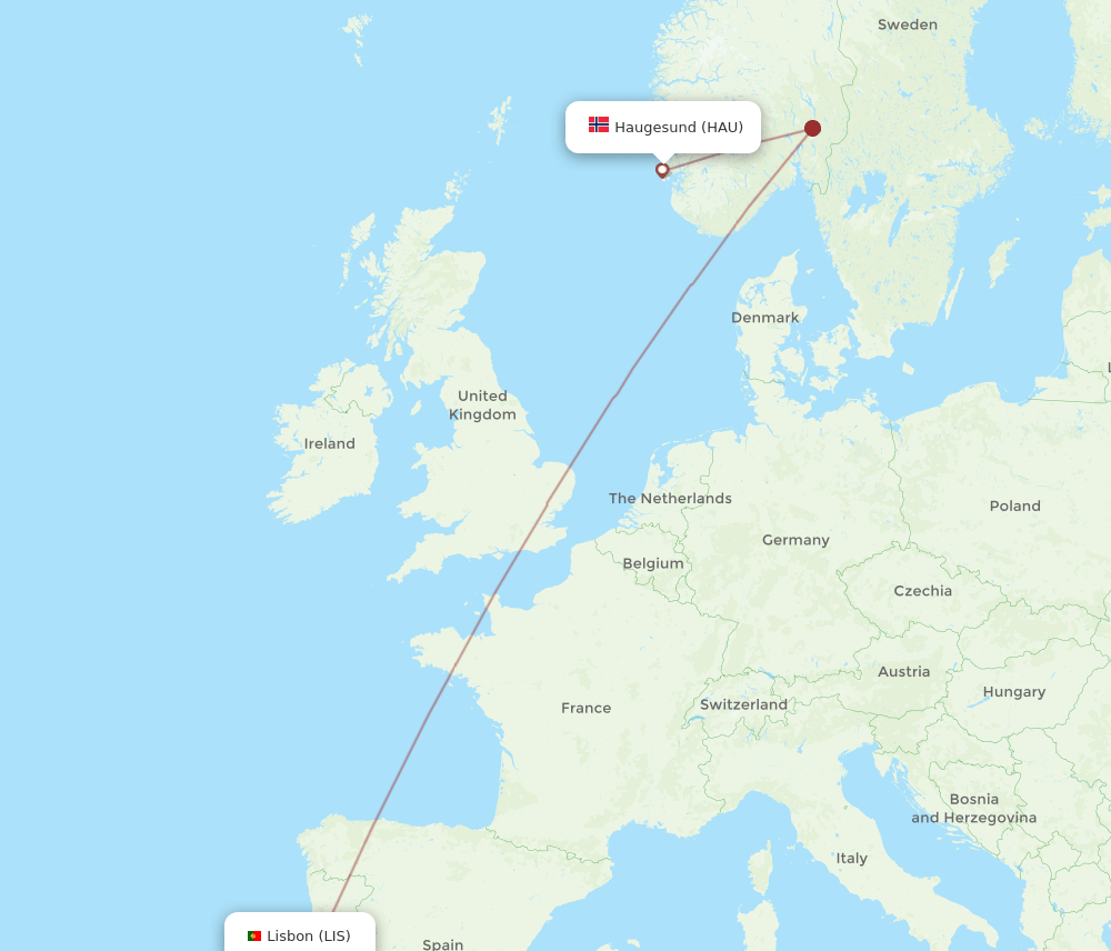 LIS-HAU flight routes