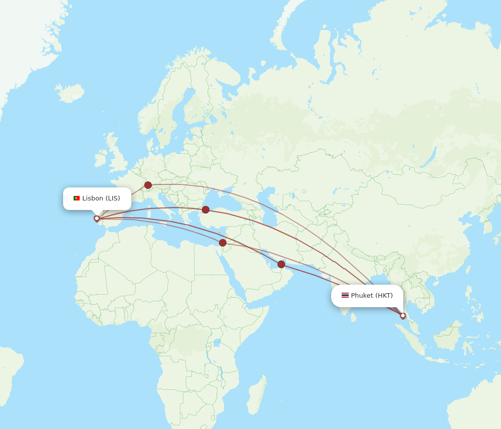LIS-HKT flight routes