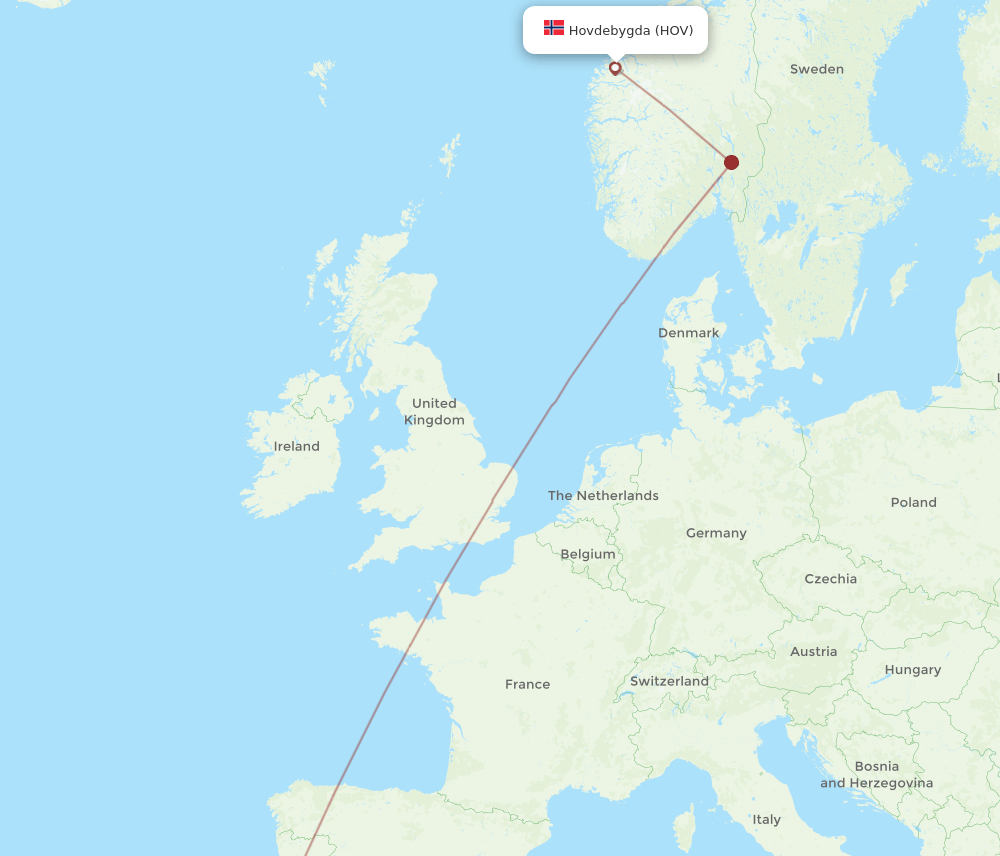 LIS-HOV flight routes