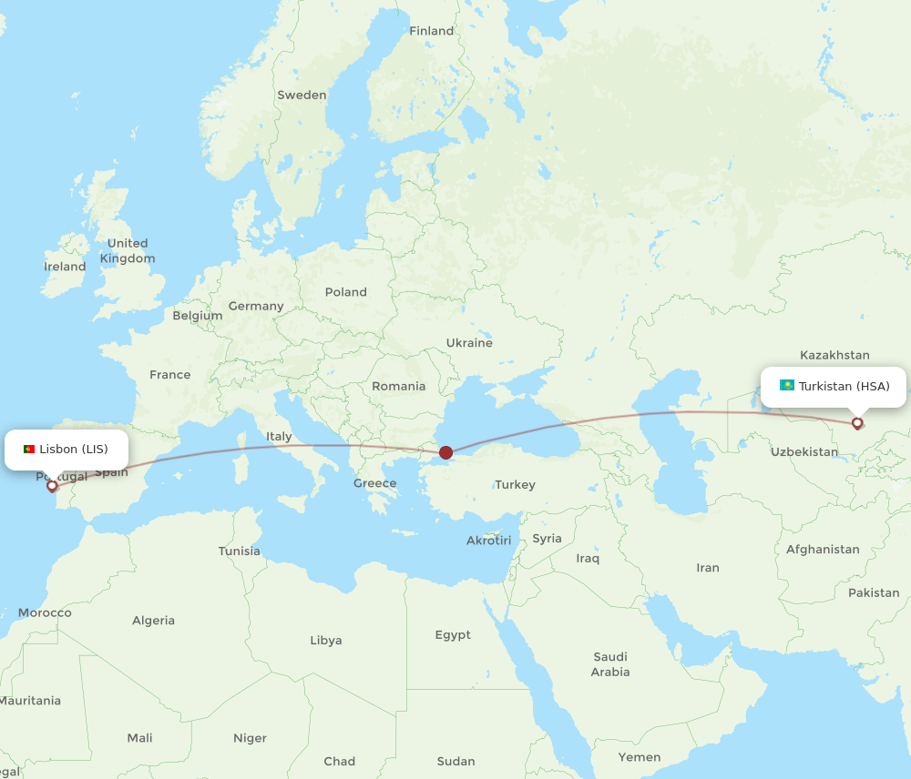 LIS-HSA flight routes