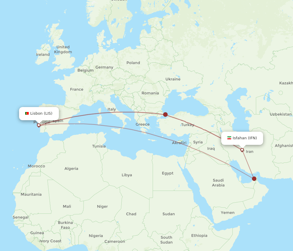 LIS-IFN flight routes
