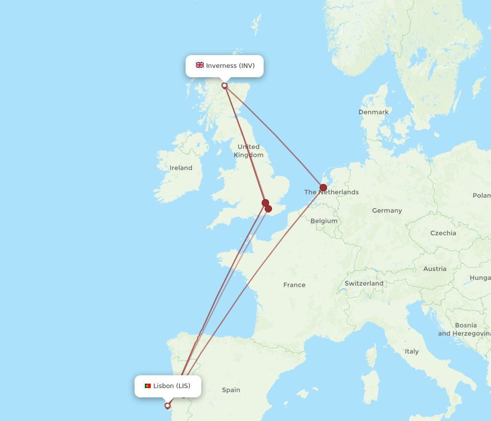 LIS-INV flight routes