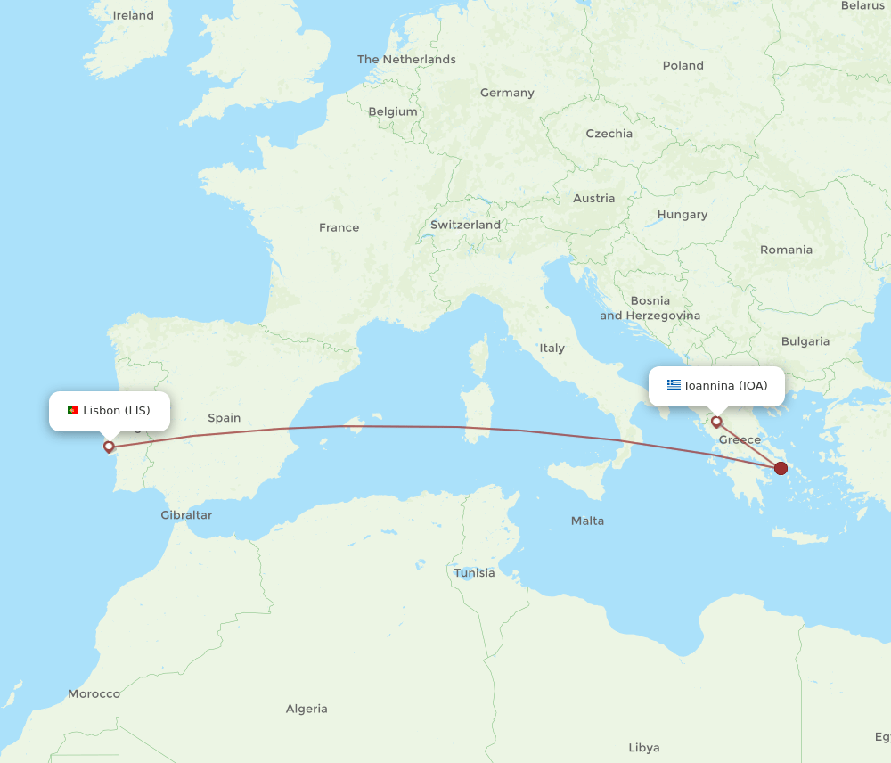 LIS-IOA flight routes