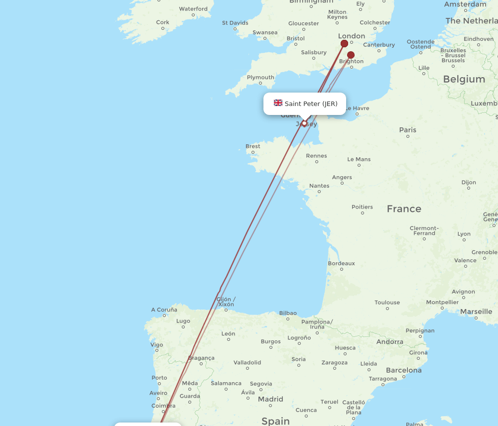 LIS-JER flight routes