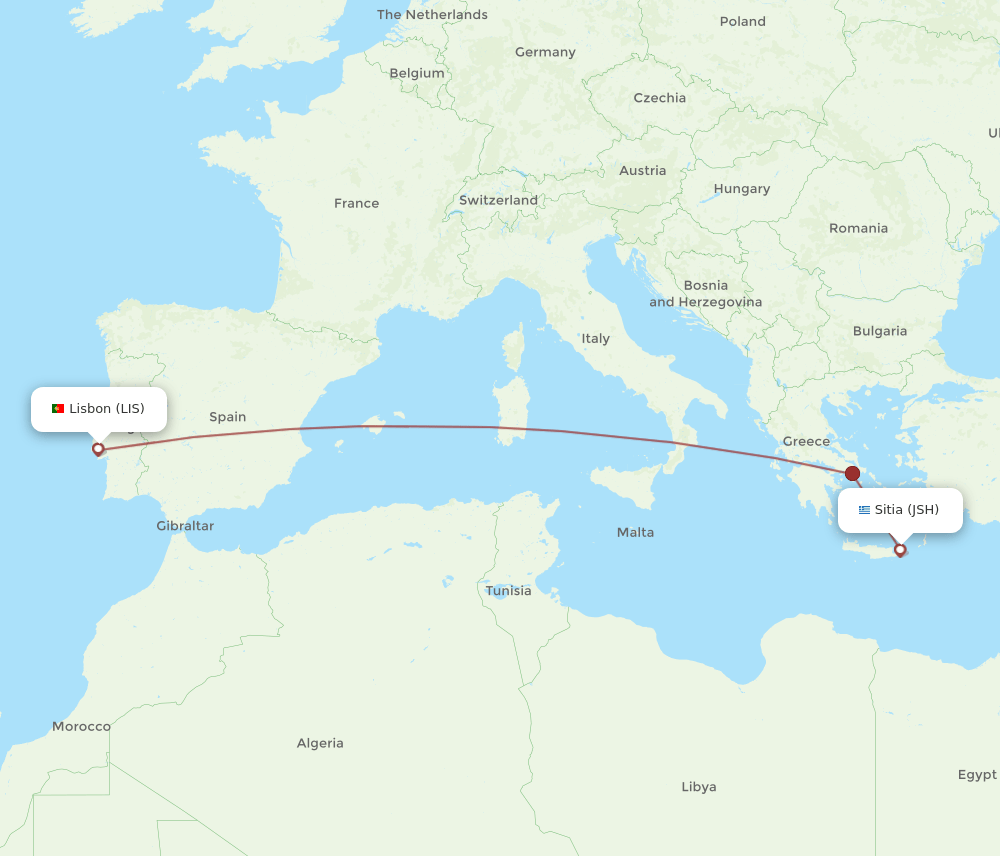 LIS-JSH flight routes