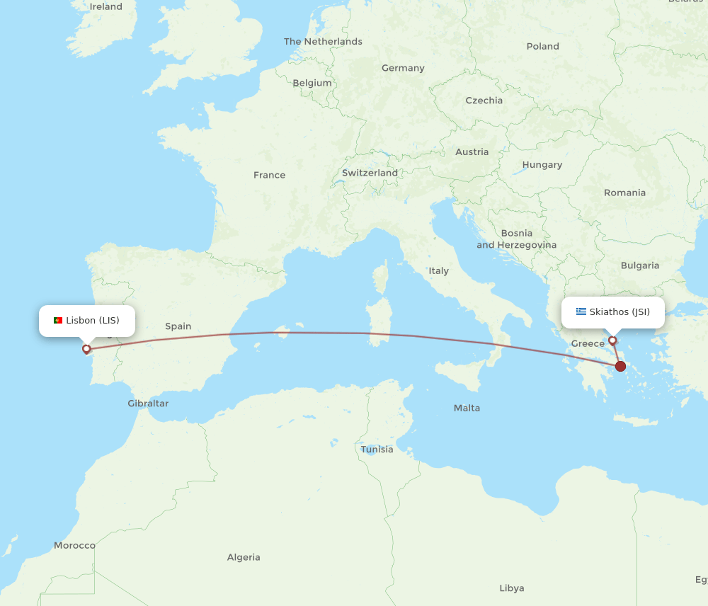 LIS-JSI flight routes