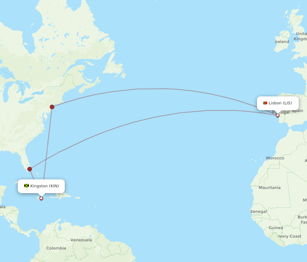 LIS-KIN flight routes