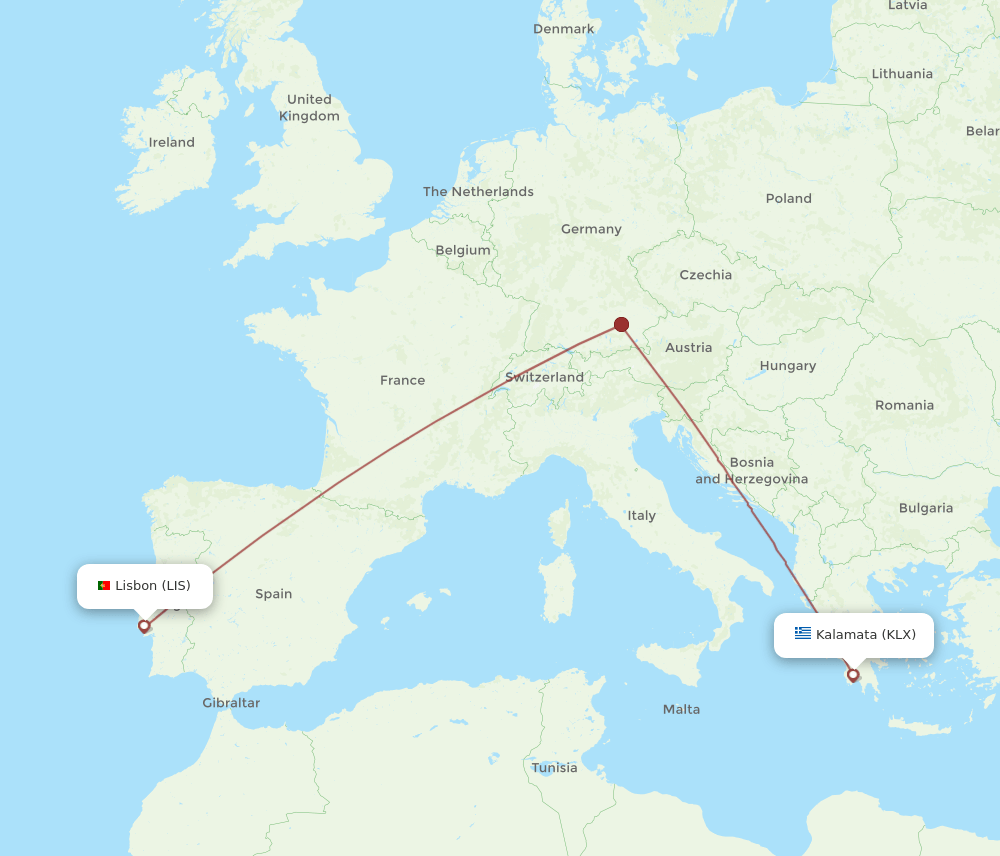 LIS to KLX flights and routes map