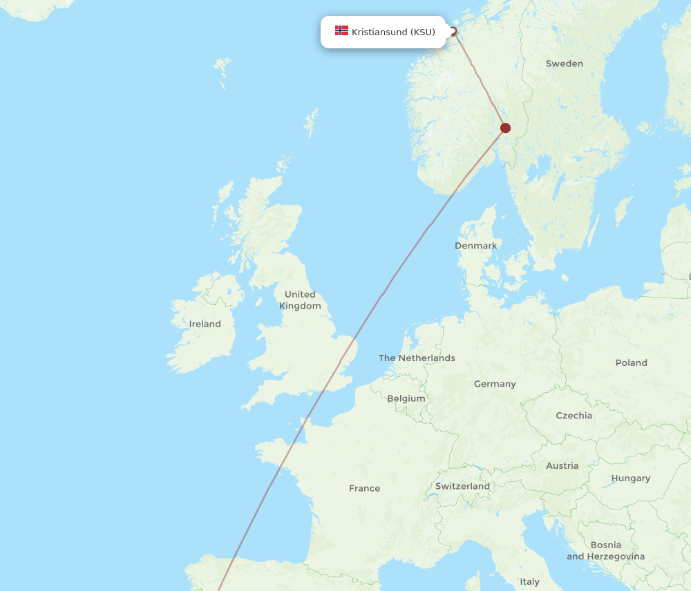 LIS to KSU flights and routes map