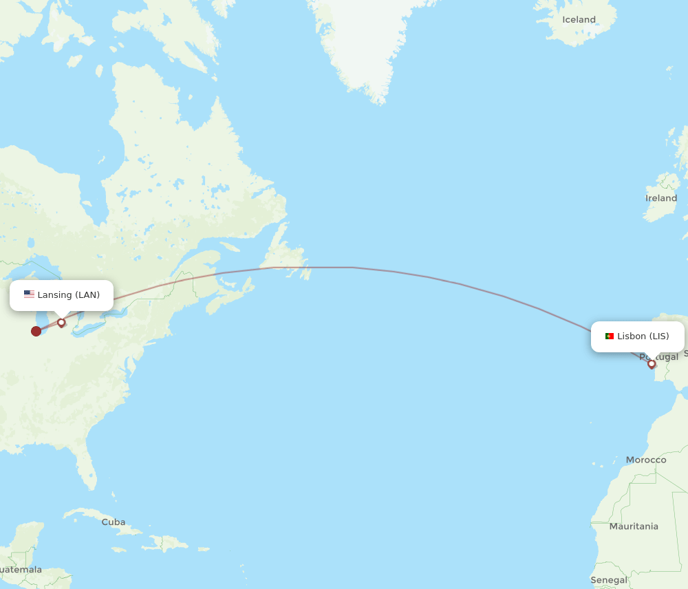 LIS-LAN flight routes