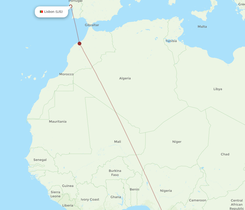LIS-LBV flight routes