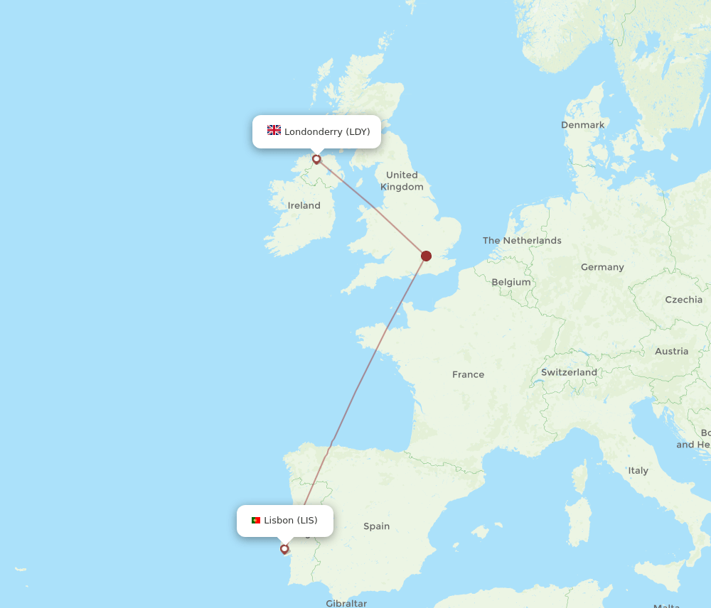 LIS-LDY flight routes