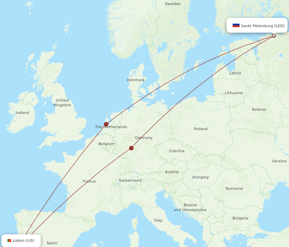 LIS-LED flight routes