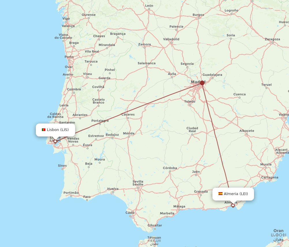 LIS-LEI flight routes