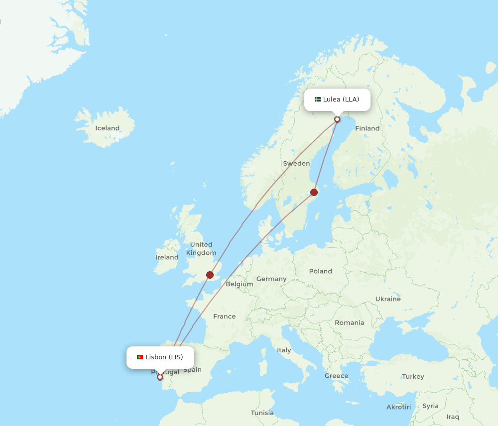 LIS-LLA flight routes