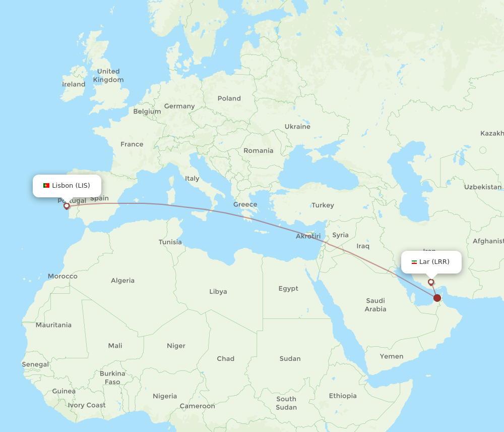 LIS-LRR flight routes