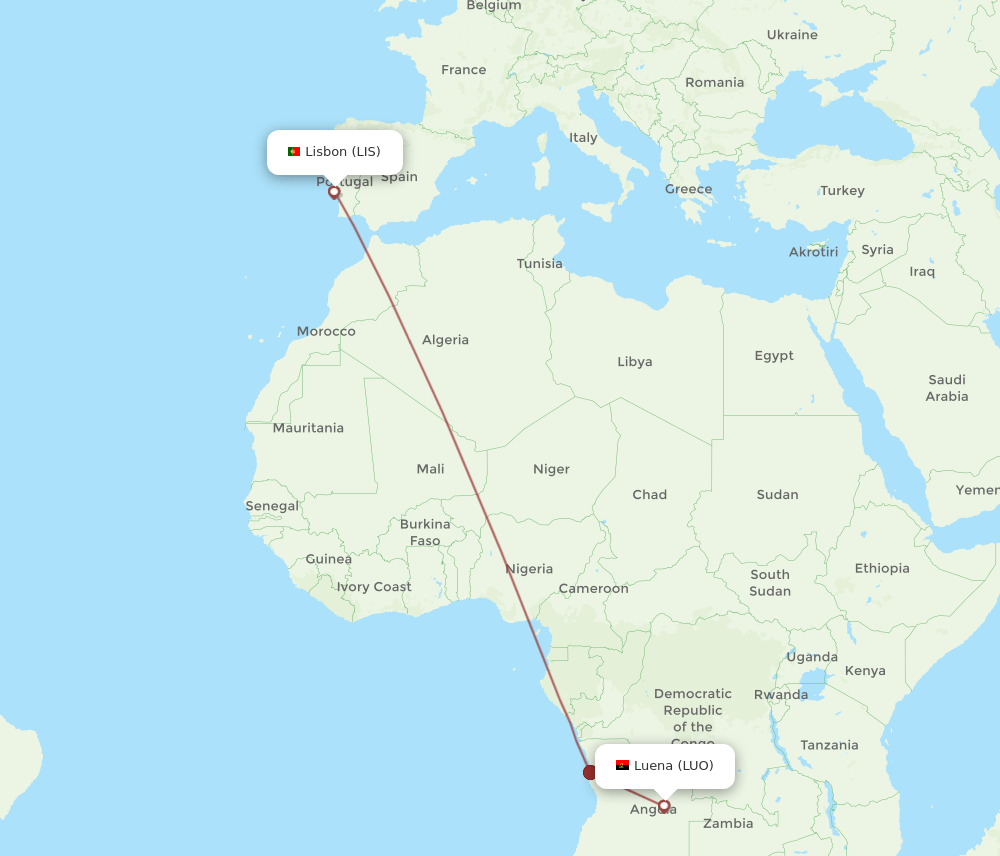 LIS-LUO flight routes