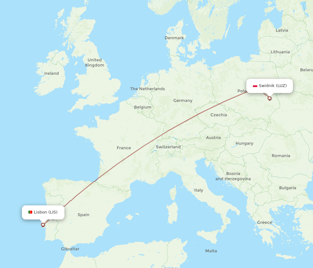 LIS-LUZ flight routes