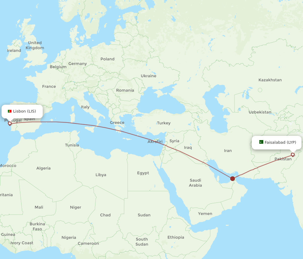 LIS-LYP flight routes