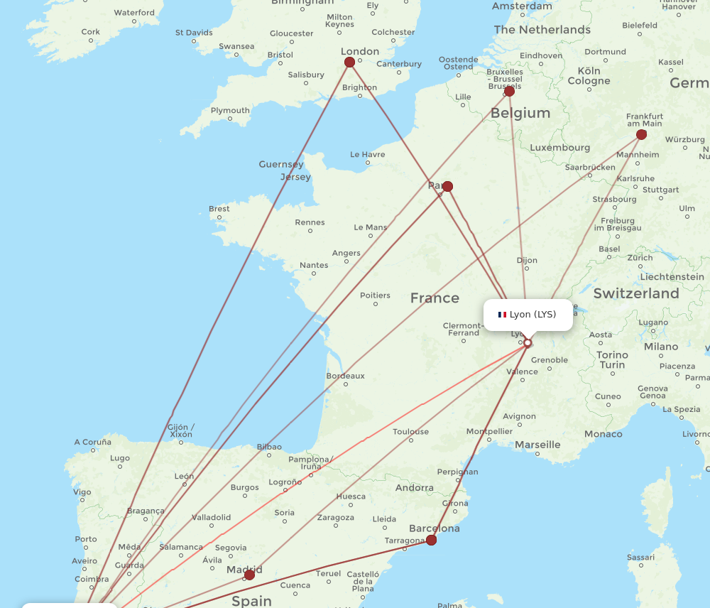 LIS to LYS flights and routes map