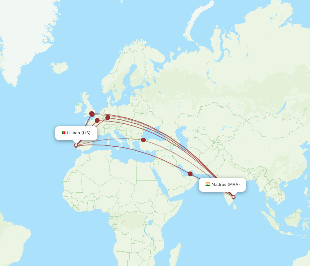 LIS-MAA flight routes