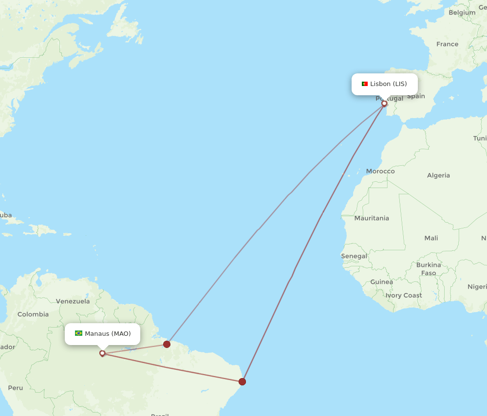 LIS-MAO flight routes