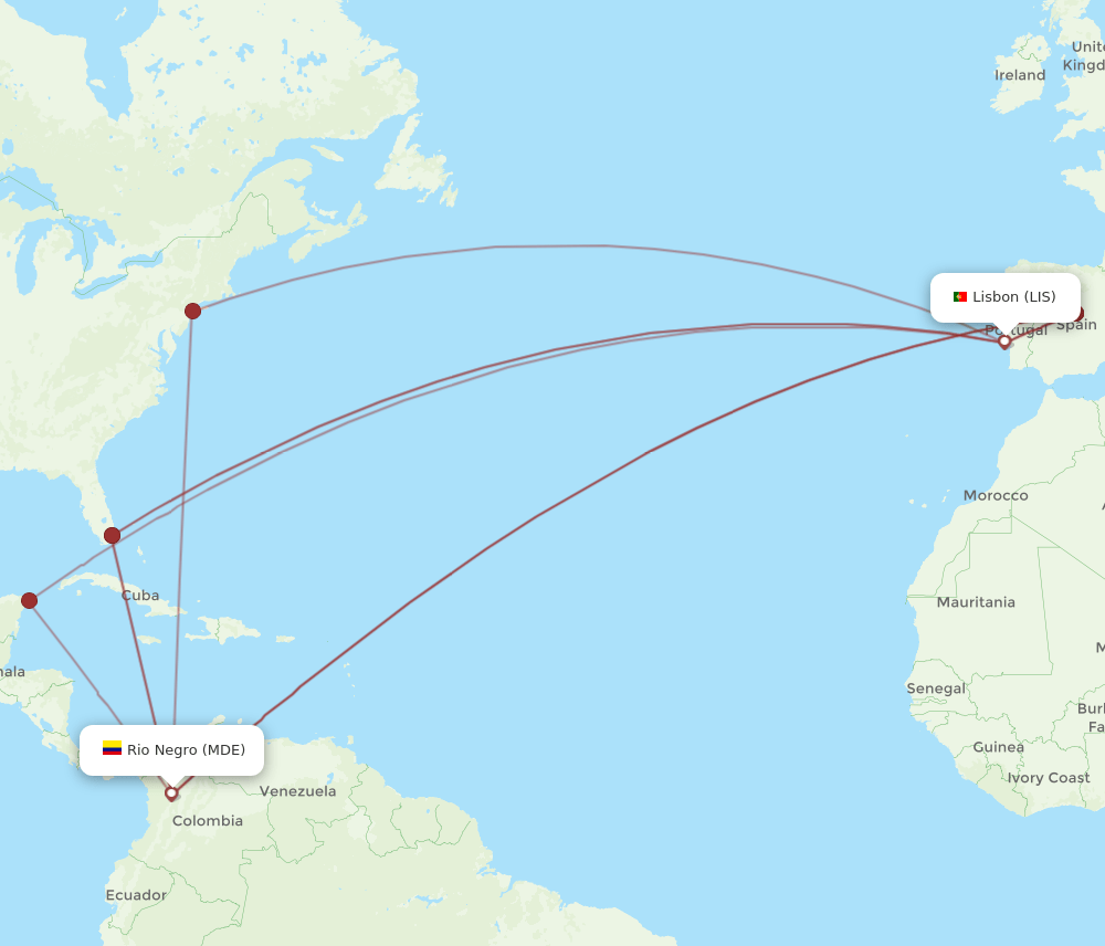 LIS-MDE flight routes