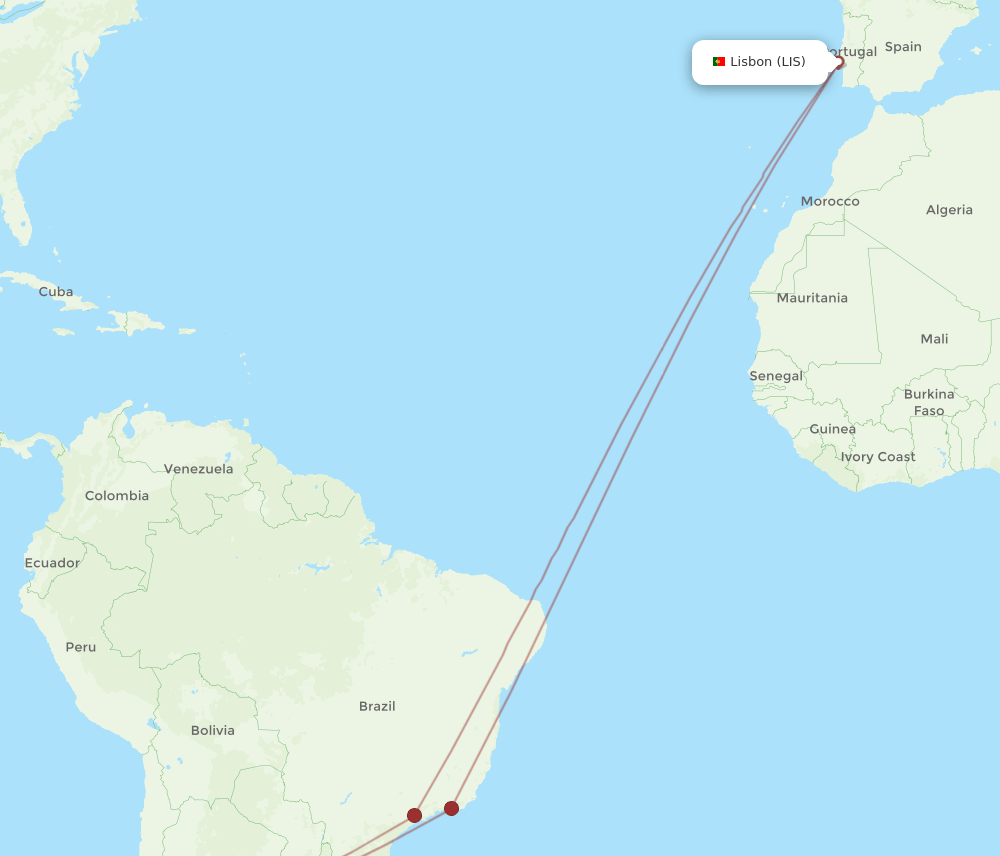 LIS-MDZ flight routes