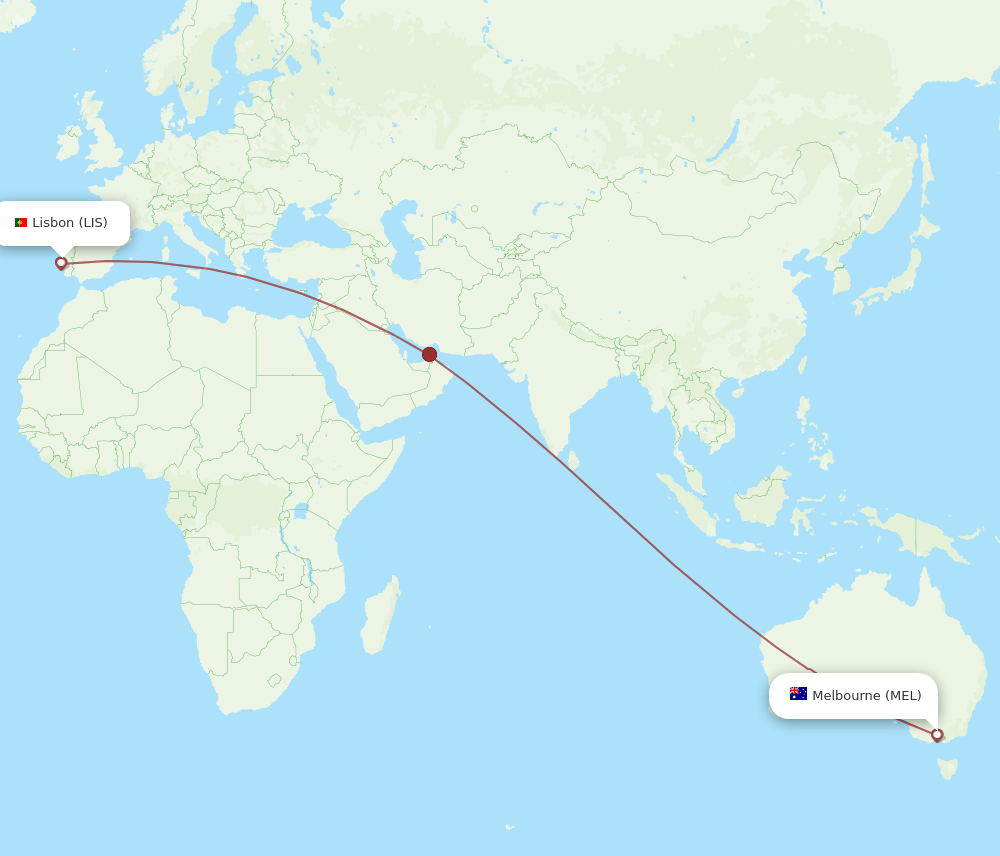 LIS-MEL flight routes