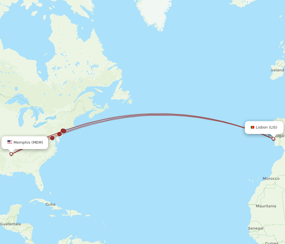 LIS-MEM flight routes