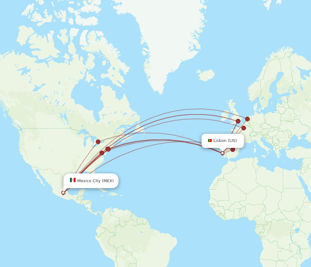 LIS-MEX flight routes