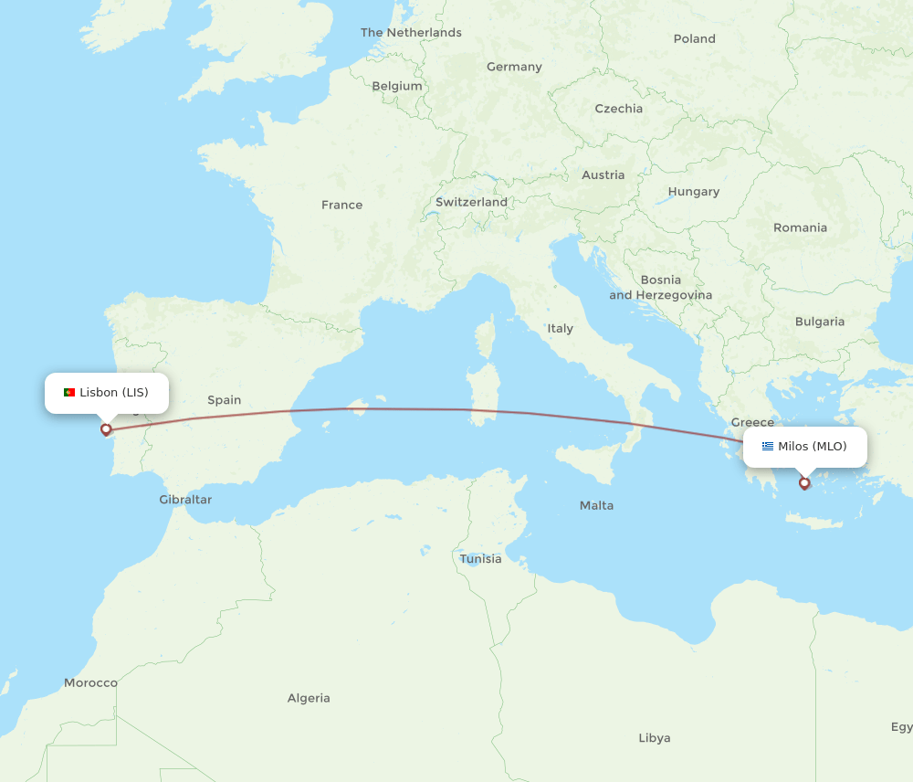 LIS-MLO flight routes