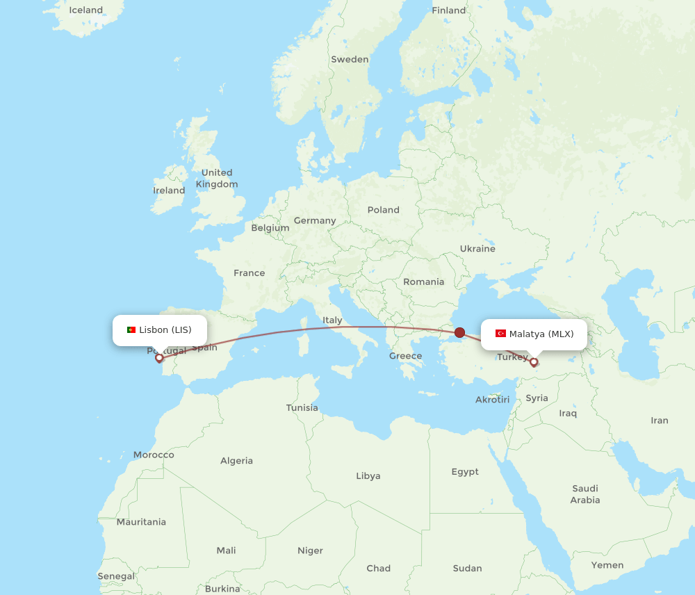 LIS-MLX flight routes