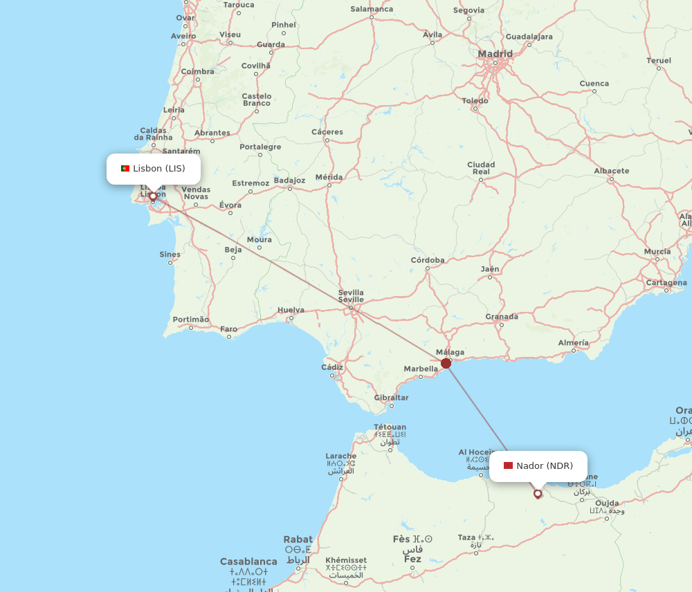 LIS-NDR flight routes