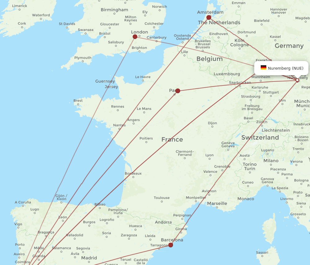 LIS-NUE flight routes