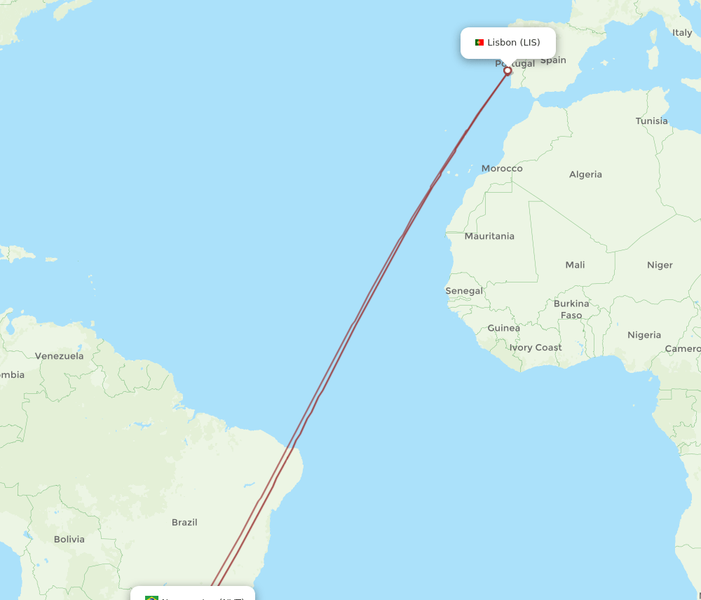 LIS-NVT flight routes